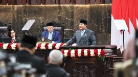 Presiden Prabowo saat berpidato tegas melawan “serakahnomics” di Sidang Tahunan MPR/DPR. (Dok. Tim Media Prabowo)

