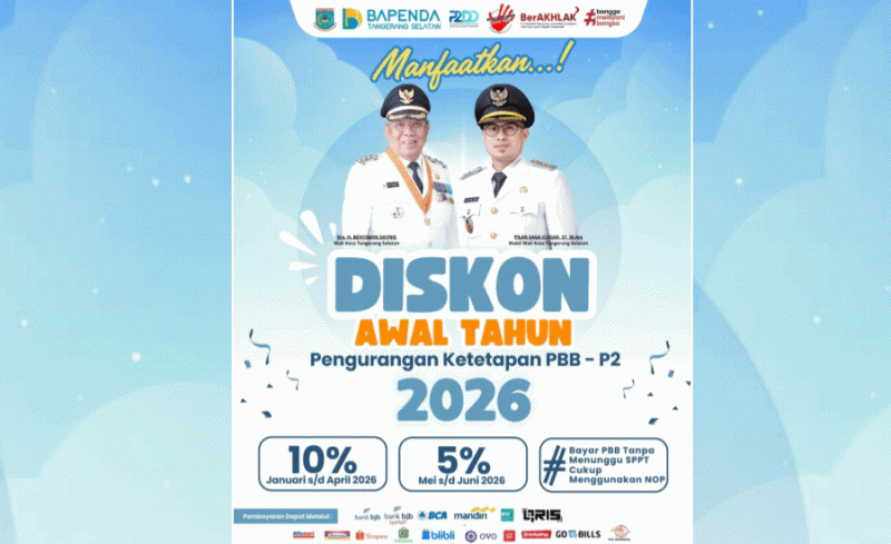 Bapenda  Tangsel beri diskon PBB-P2 di awal 2026 