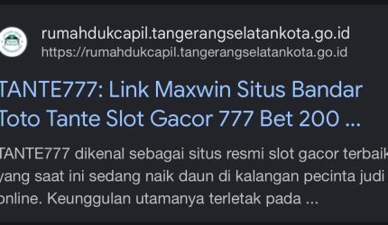 Tampilan website Disdukcapil Tangsel saat diretas menjadi situs judol. Foto: tangkapan layar